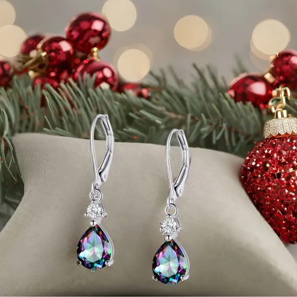 Elegant Silver Multicolor Drop Earrings